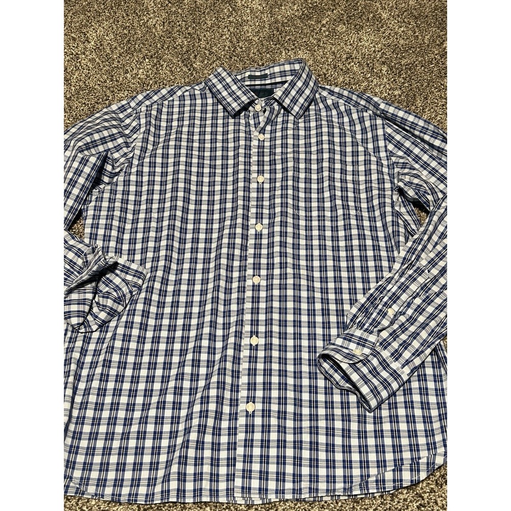 F10 Fairline button front blue plaid shirt‎ size large